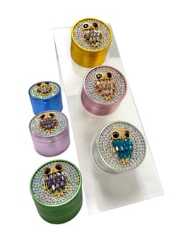 63MM 4 Parts Aluminium Alloy Owl Diamond Design Herb Grinder (70988)