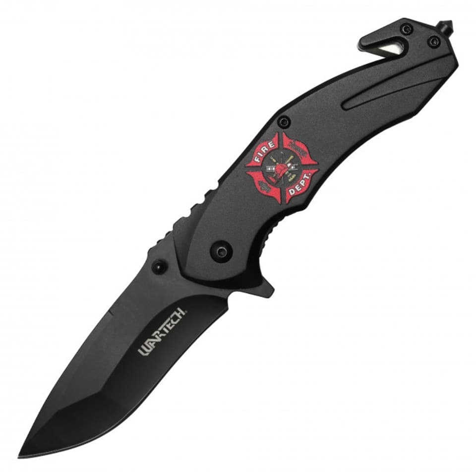 Wartech 7.5" Black Fire Dept. Folding Knife