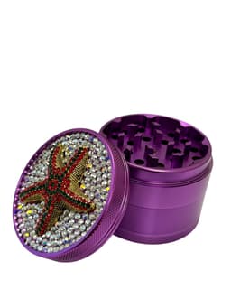 63MM 4 Parts Aluminium Alloy StarFish Diamond Design Herb Grinder (70986)