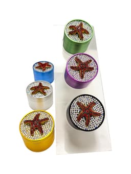 63MM 4 Parts Aluminium Alloy StarFish Diamond Design Herb Grinder (70986)