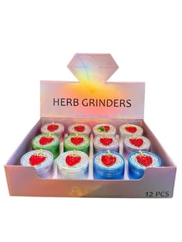 50MM 4 Parts Aluminium Alloy Strawberry Diamond Design Herb Grinder (80116)