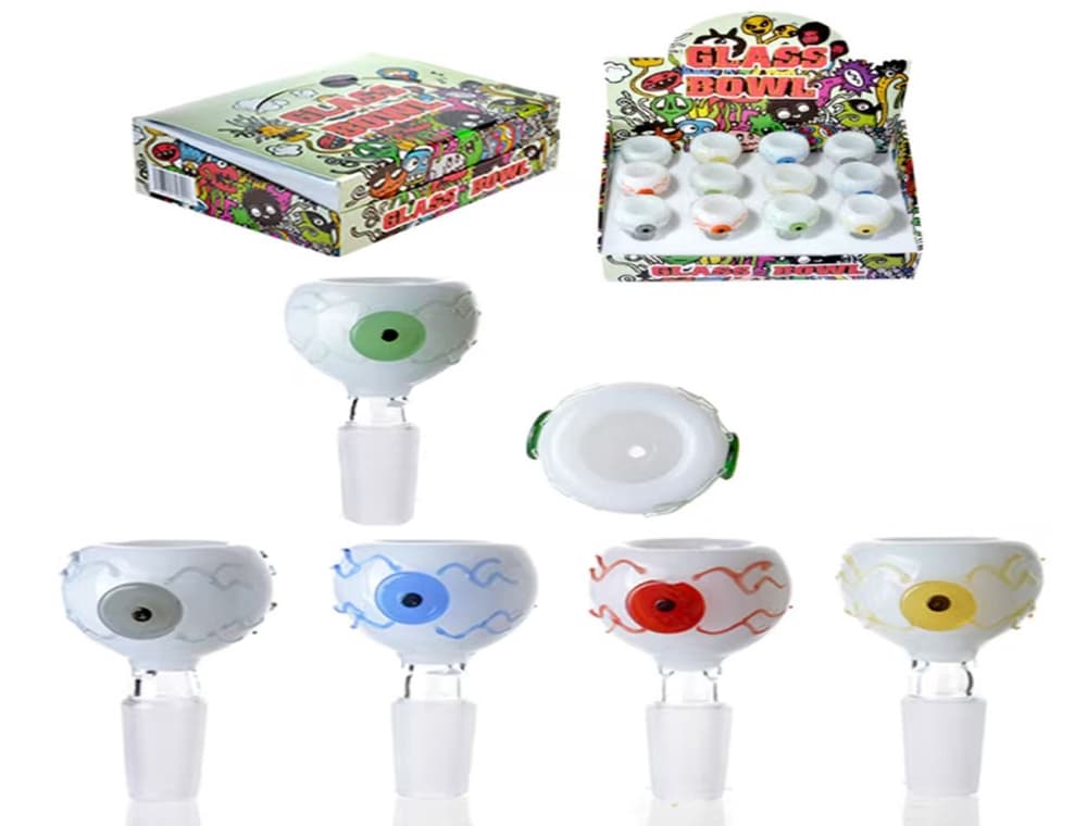 Colorful Eyeball 14MM Design Bowls (Display of 12) (Unit Cost $2.99)
