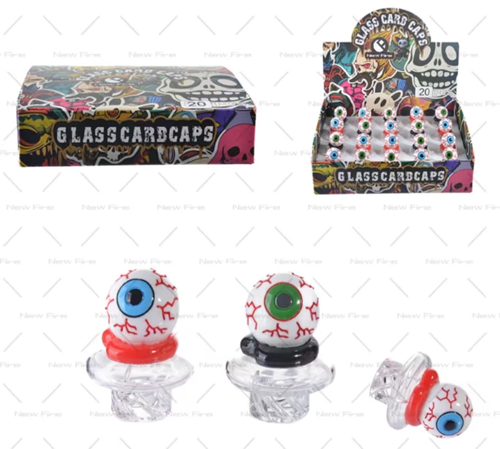 Colorful Eyeball Design Carb Caps (Display of 20) (Unit Cost $2.99)