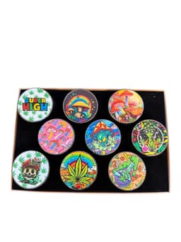 50MM 4 Layer Grinders with Assorted Design (Display of 9) (Unit Cost $4.99)