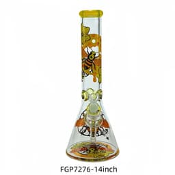 F53- 14" 7MM Thick Honeybee Beaker Water Pipe