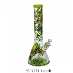 F54- 14" 7MM Thick Mushroom Design Beaker Water Pipe