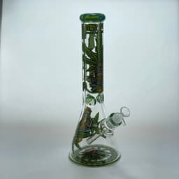 F56- 14" 7MM Thick Leaf Design Beaker Waterpipe
