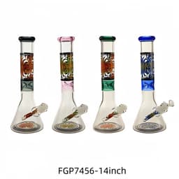 F99- 14" 7MM Thick Wigwag Design Beaker Water Pipe