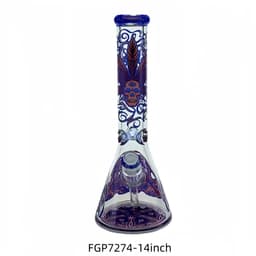 F55- 14" 7MM Thick Skull Design Beaker Water Pipe
