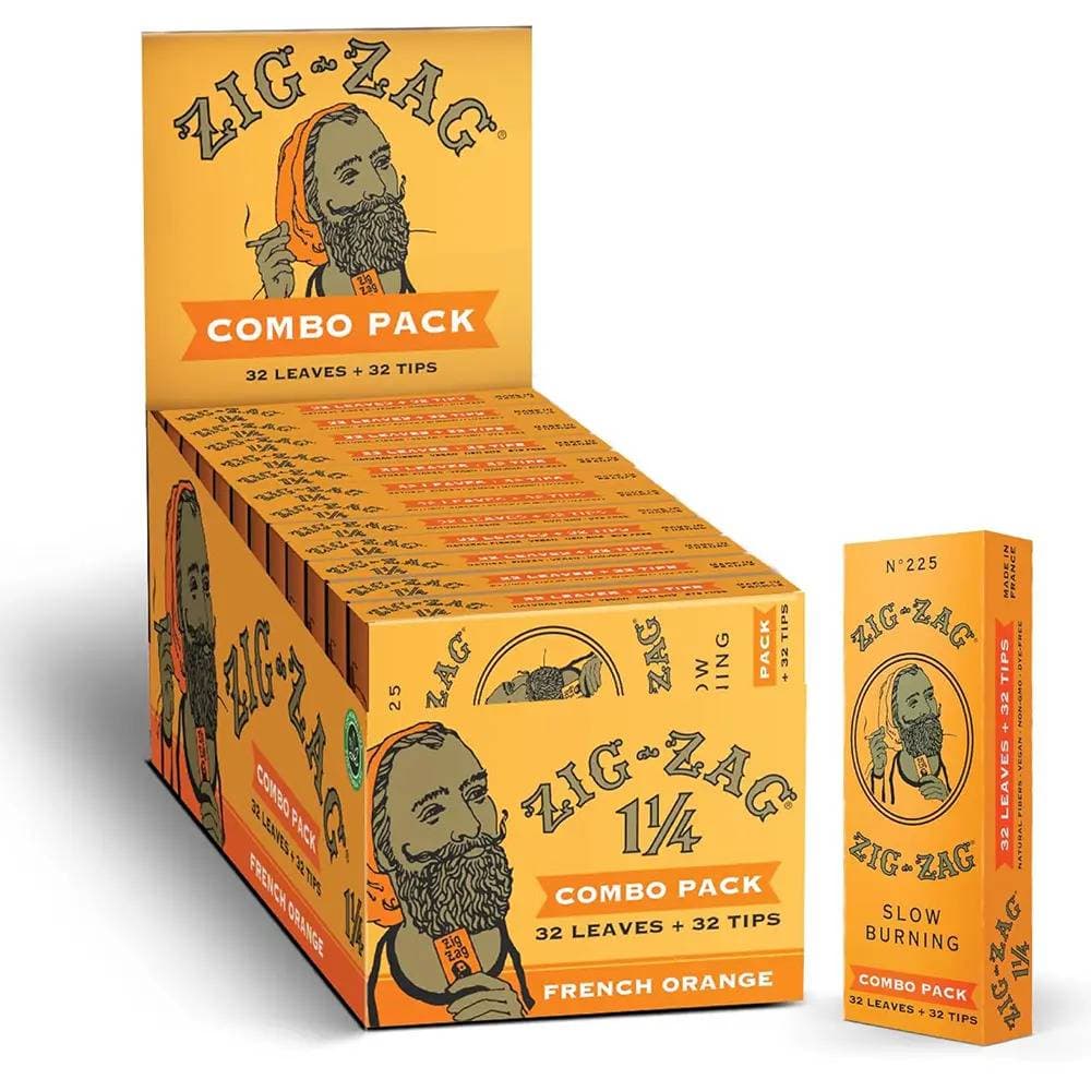 Zig Zag 1 1/4 Combo Pack 32Leaves+32 Tips  (French Orange)