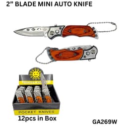 GA269W 2" Blade Auto Pocket Knives in Display (12ct) (Unit Cost $2.99)