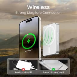 InfinaCore for MagSafe Battery Pack - Ultra Slim 5000mAh Fast Charging Portable Charger for iPhone - White