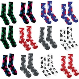 SSM12 PK 12ct OG Trend Cannabis Leaf Print Sock - Assorted Colors