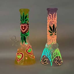 F133 - 10" Glow in the Dark 420 Love Design Beaker