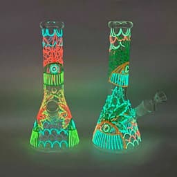F128 - 10" Glow in the Dark 420 Theme Beaker