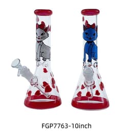 F129 - 10" Glow in the Dark Cat Design Beaker