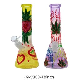 F133 - 10" Glow in the Dark 420 Love Design Beaker