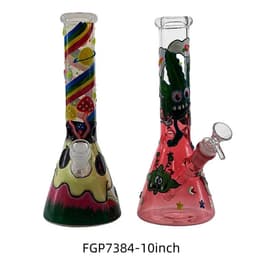 F134 - 10" Glow in the Dark Mushroom Design Beaker