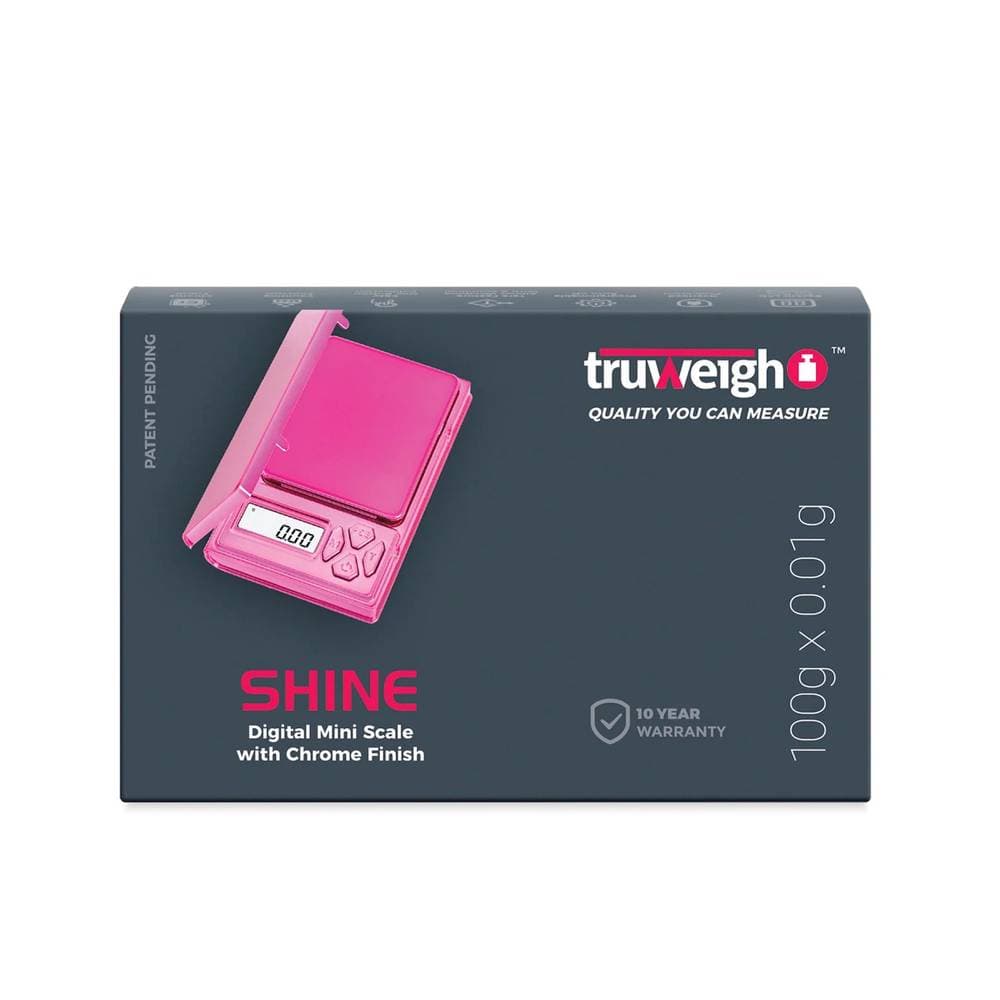 Truweigh Shine Digital Mini Scale with Chrome Finish Pink (100g x 0.01g)