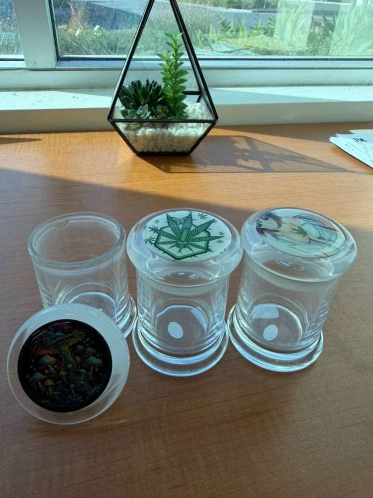 GJ12- 3" Assorted Design Small Glass Jars (26327)