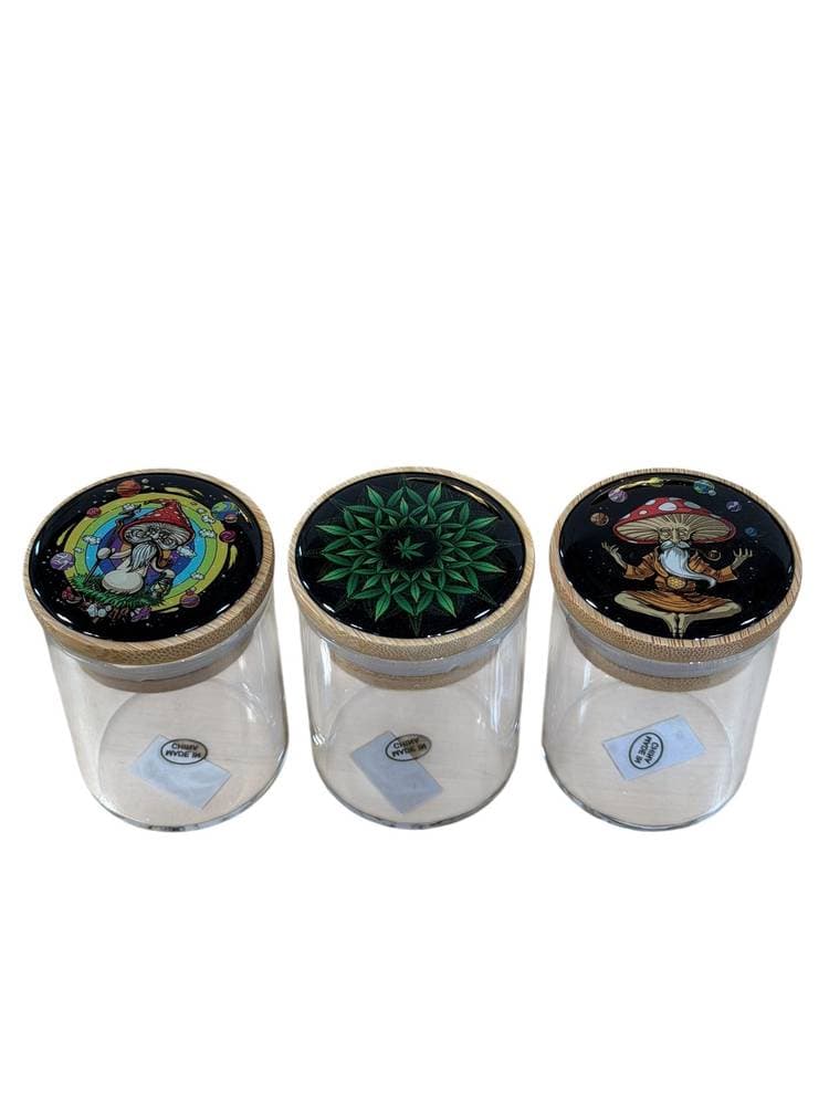 GJ14- 3" Assorted Design Medium Bamboo Jars (26334)