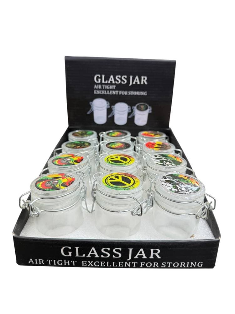 GS30435 - Assorted Design Air Tight Glass Jar (12CT) (Unit Cost $1.50)