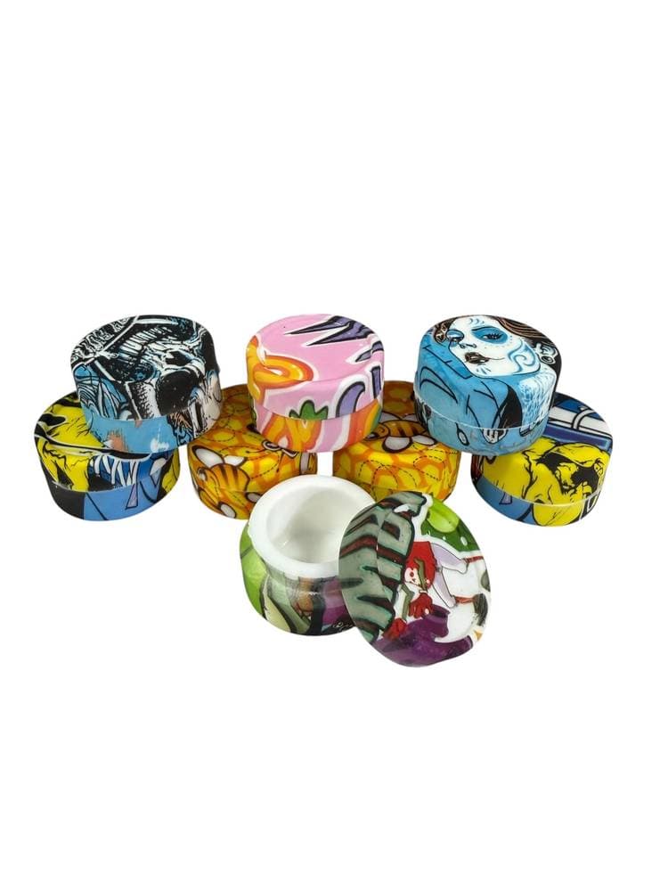 SJ41 - Small Assorted Design Silicone Jar (PACK OF 10) (Unit Cost $1.00)