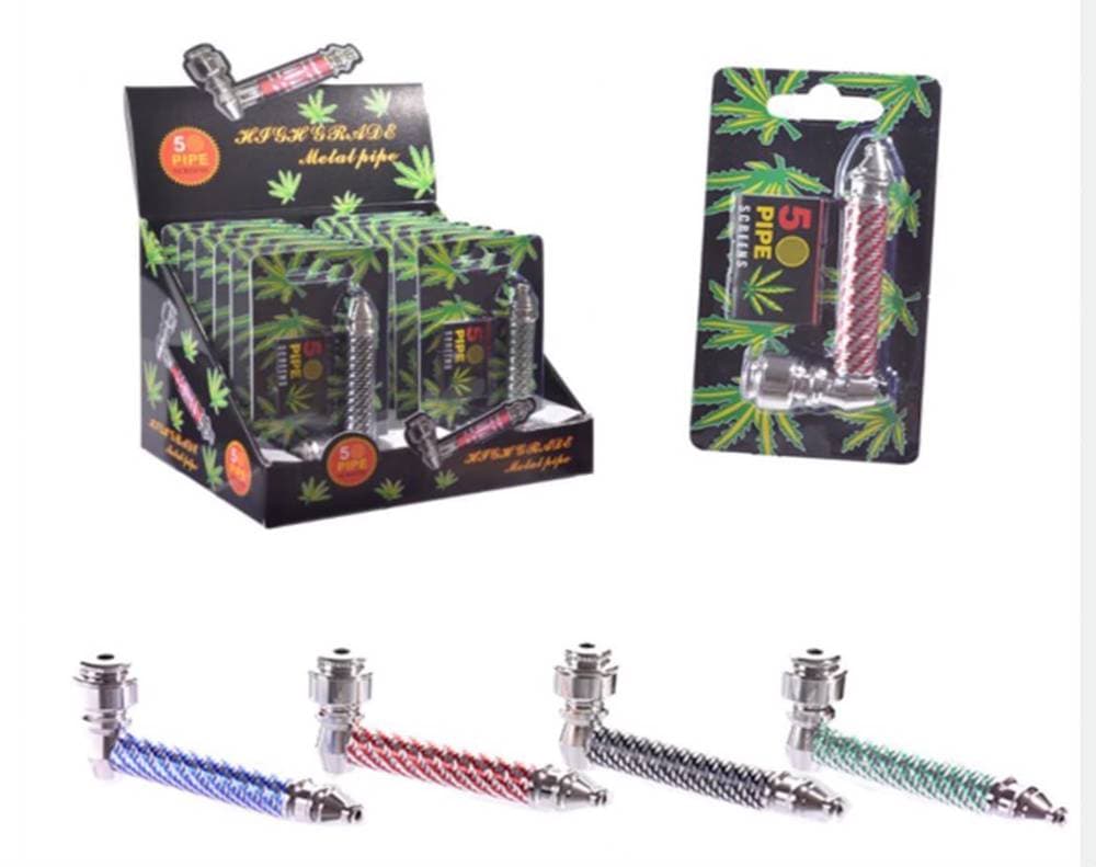 Assorted Colors Leaf Design Metal Pipes (12ct) (30987)
