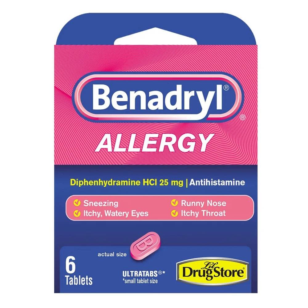 Benadryl Allergy Tablets (6ct) (3 Pouches of 2 Tabs) (Unit Cost $1.99)