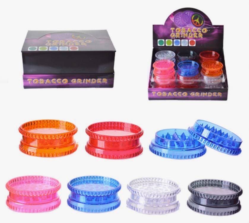 GR57 - 59MM 2 Parts Plastic Colorful Grinder (18ct) (Unit Cost $1)