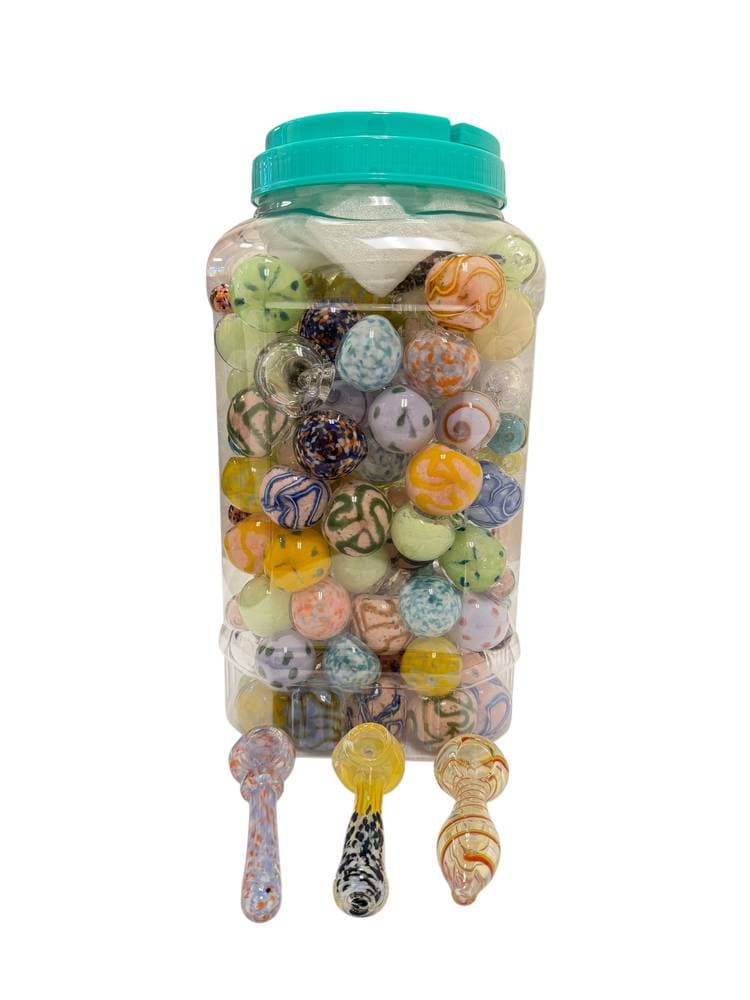 H184 - 4" Assorted Colorful Design Hand Pipe Jar (95ct) (Unit Cost $2.50)