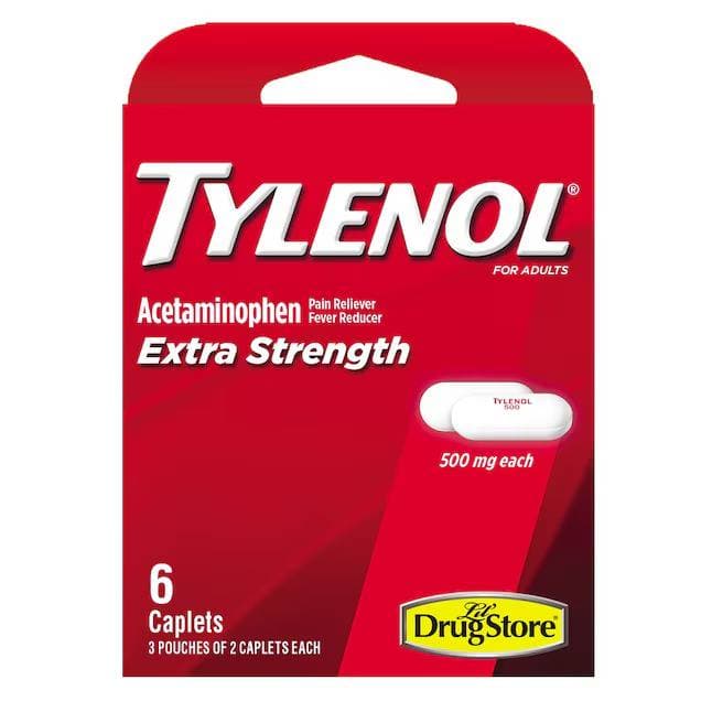 Tylenol Pain Reliever Extra Strength Tablets Travel Pack (6ct) (Unit Cost $1.66)