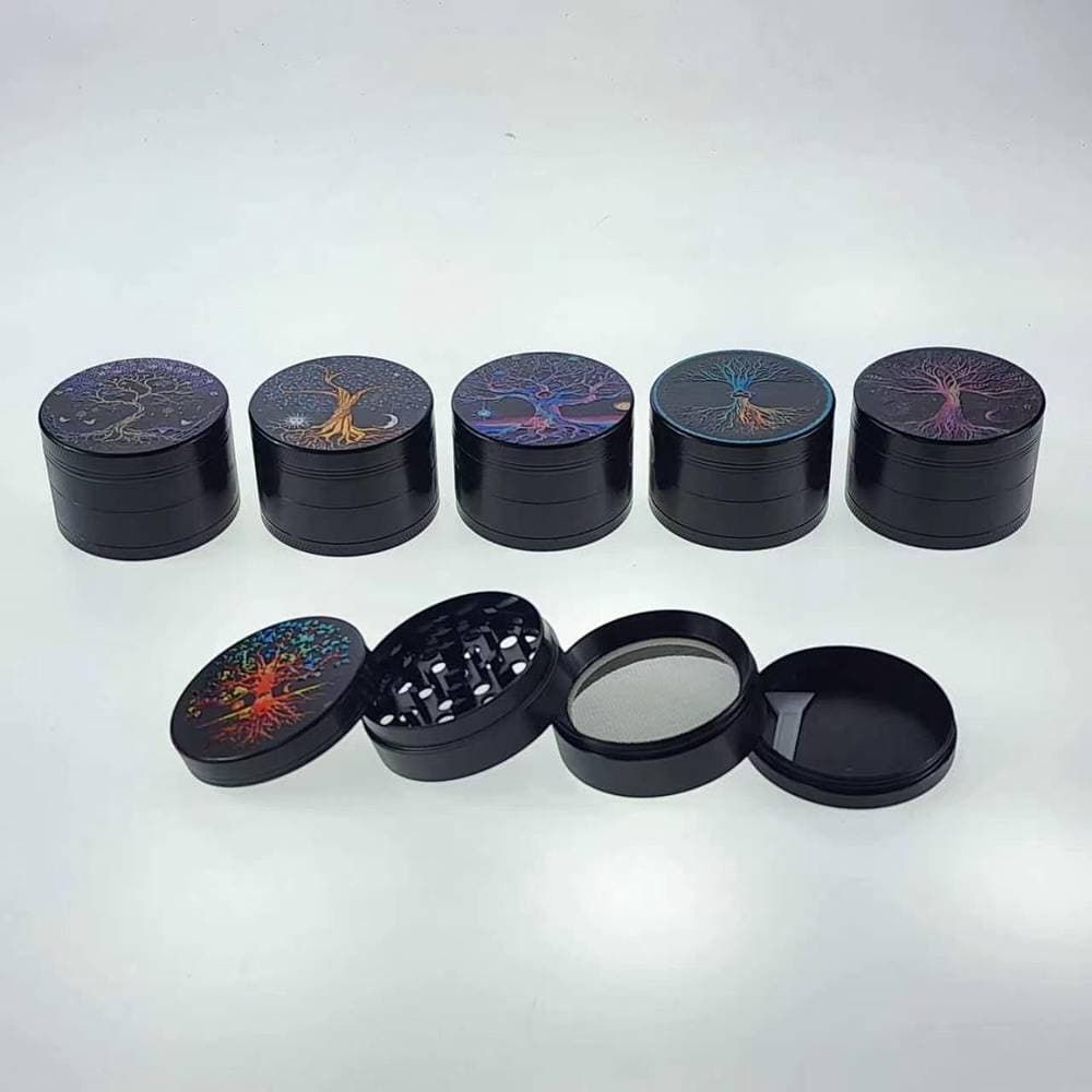 K59 - 2" 4 Parts Black Tree Design Grinders (12ct) (Unit Cost $3.99) alternate view