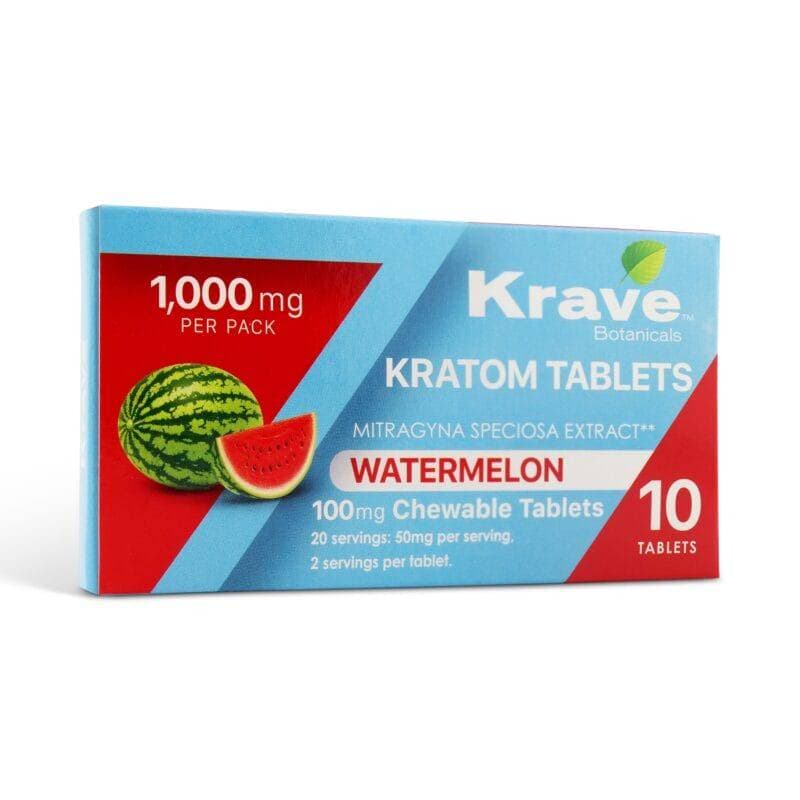 Krave Kratom Chewable Tablets Watermelon 100mg Per Tablet