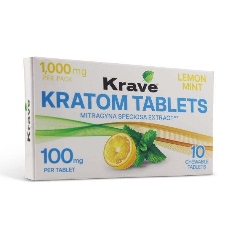 Krave Kratom Chewable Tablets Lemon Mint 100mg Per Tablet