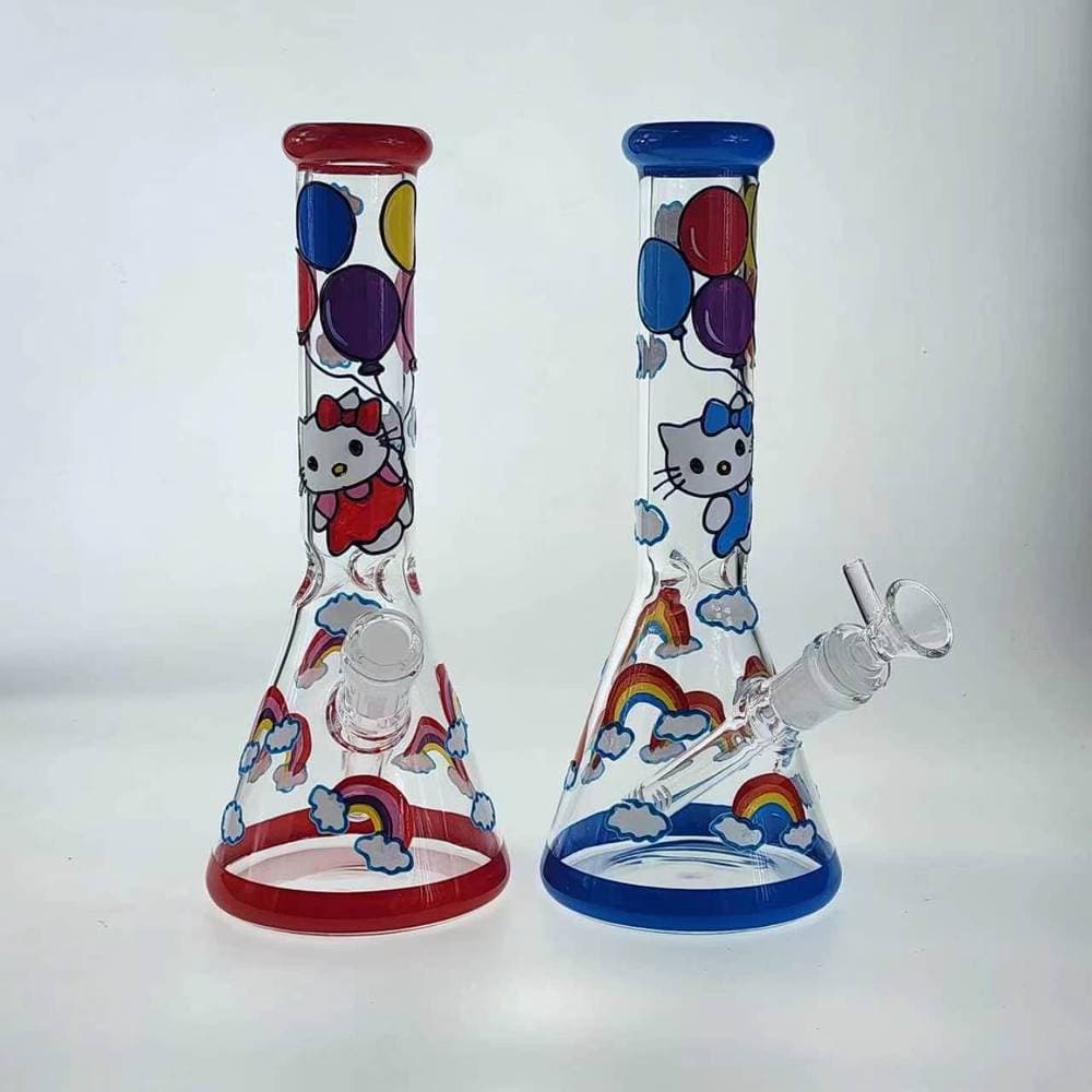 K49 - 10" Glow in the Dark Cat Design Water Pipe