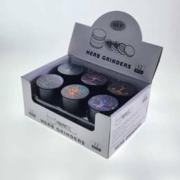 K59 - 2" 4 Parts Black Tree Design Grinders (12ct) (Unit Cost $3.99)
