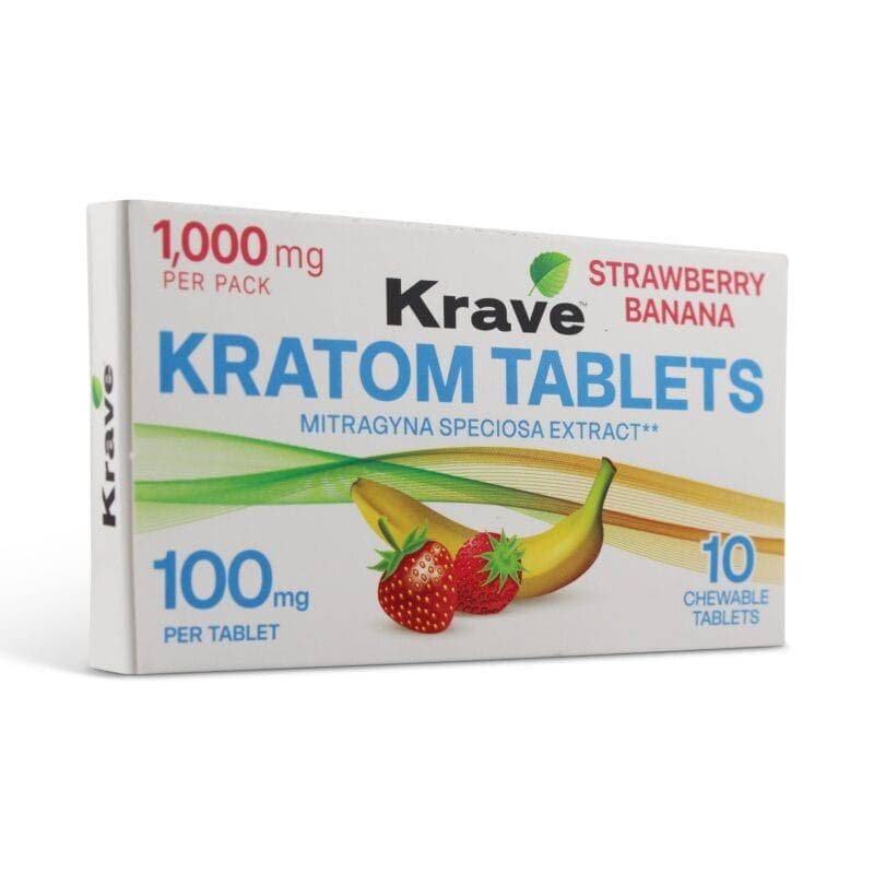 Krave Kratom Chewable Tablets Strawberry Banana 100mg Per Tablet