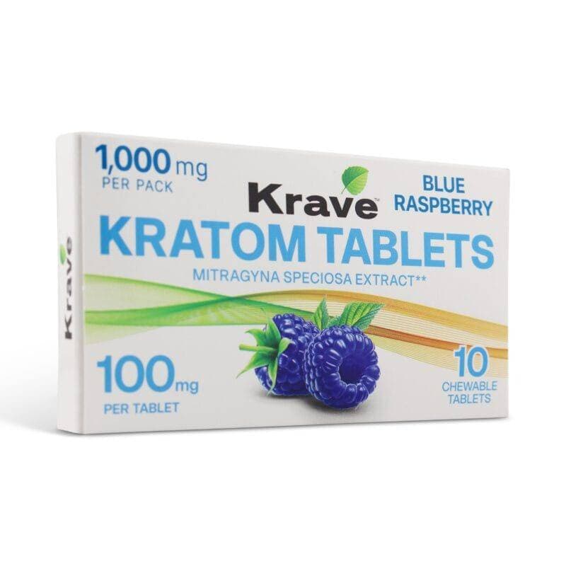 Krave Kratom Chewable Tablets Blue Raspberry 100mg Per Tablet