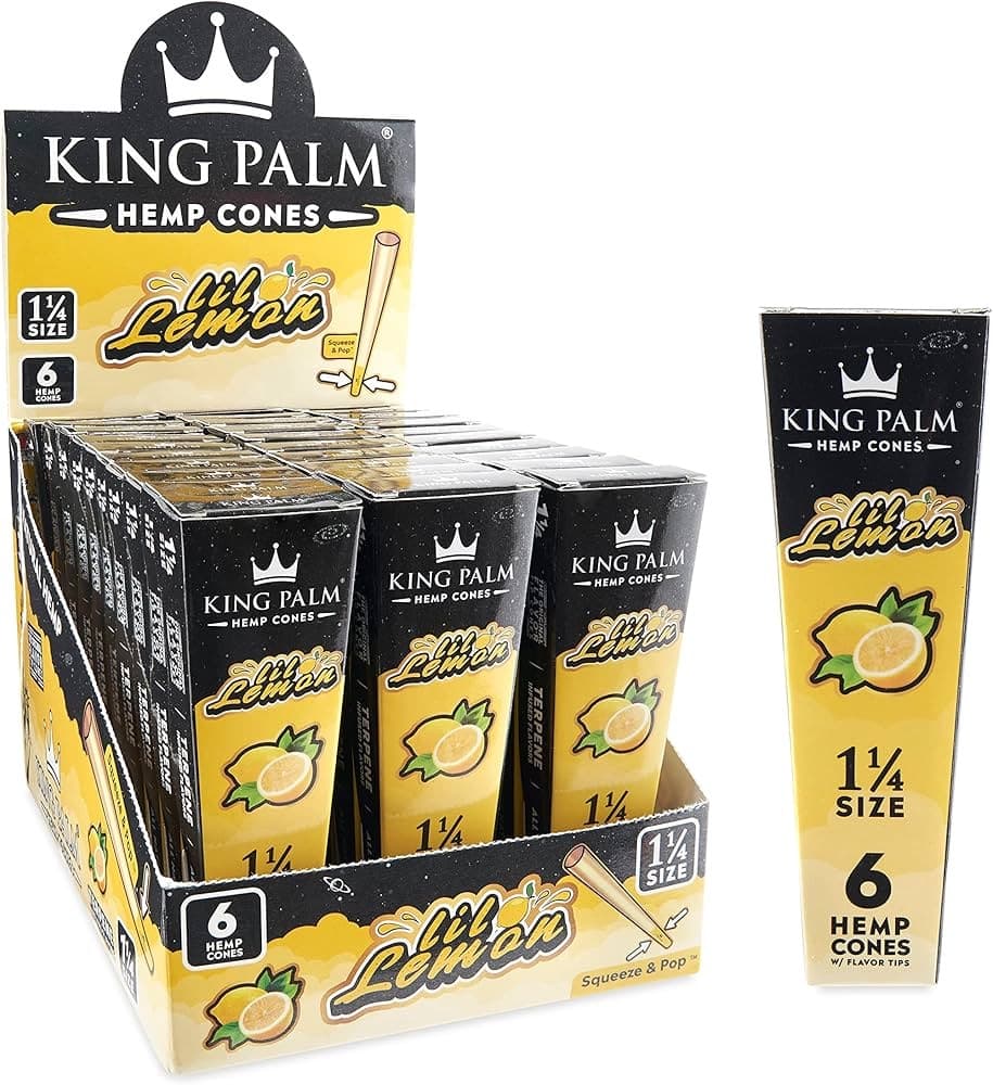 King Palm Hemp Cones Natural LIL LEMON 1 1/4 Size - 6 Hemp Cones