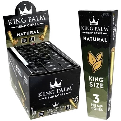 King Palm Hemp Cones Natural King Size - 3 Hemp Cones
