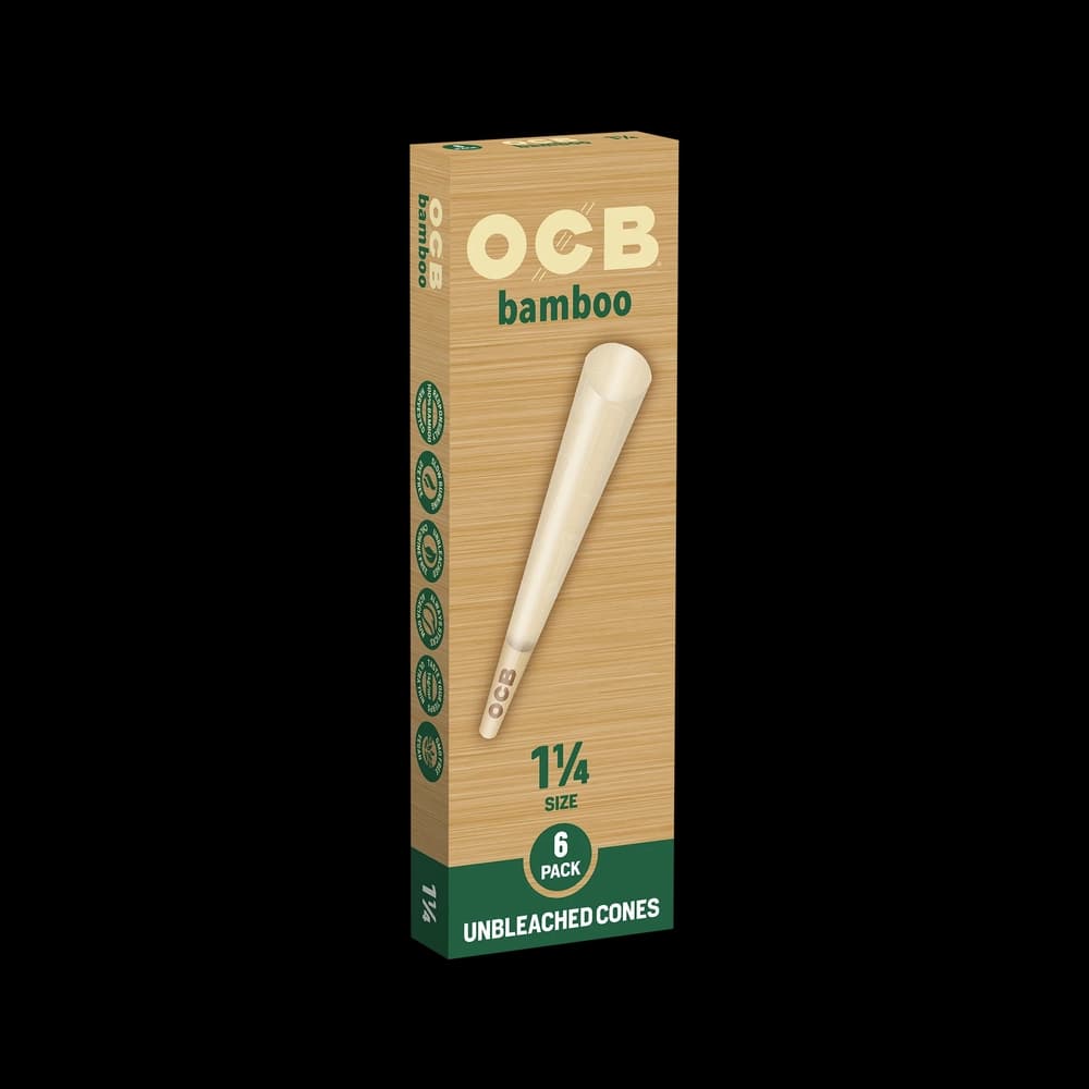 OCB BAMBOO *6 1 1/4 CONES UNBLEACHED