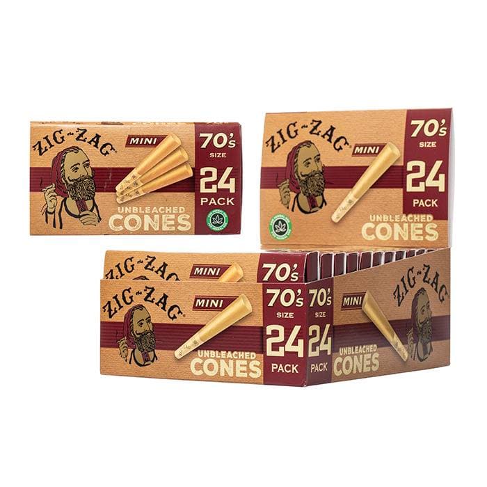 Zig Zag Mini 70's Unbleached Cones (24 Pack)