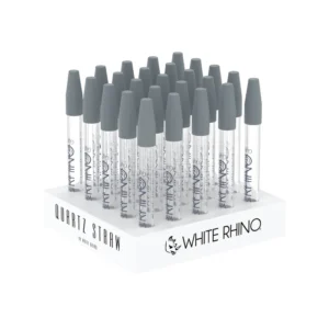 White Rhino Quartz Dab Straw with Silicone Cap (25Ct)